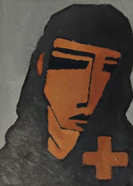St. Ilva, Patreon of the Heimatschutz Soldiers, gs02, Oil on canvas, 00 cm x 00 cm, 2024