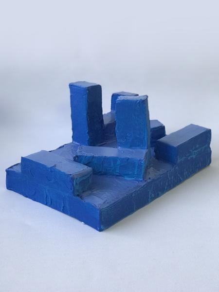 Blue Monochrome Object, No. 01, BM01, bm01.23, Mixed media, 18,01 cm x 26,01 cm x dd cm, 2023