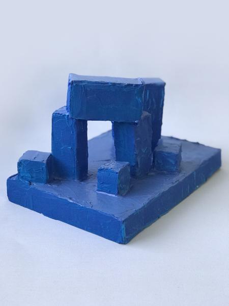 Blue Monochrome Object, No. 02, BM02, bm02.23, Mixed media, 18,01 cm x 26,01 cm x dd cm, 2023