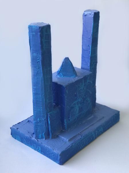 Blue Monochrome Object, No. 35, BM35, bm35.23, Mixed media, 18,01 cm x 26,01 cm x dd cm, 2023